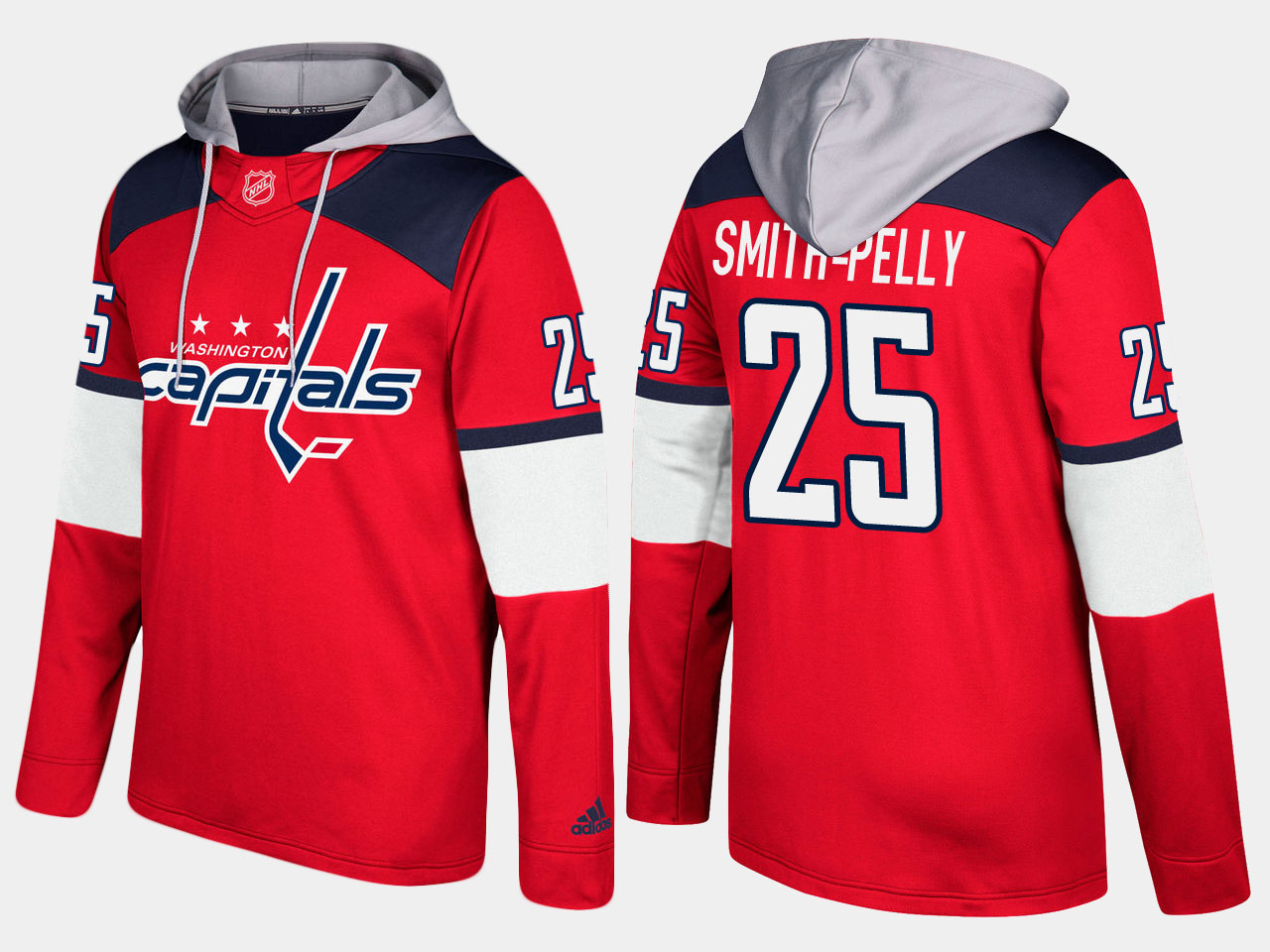 Men NHL Washington capitals #25 devante smith pelly red hoodie->customized nhl jersey->Custom Jersey